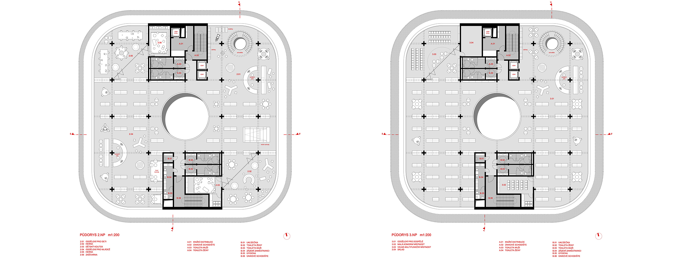 plusminusarchitects_Kolin_kniznica_podorysy2